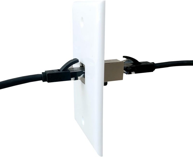 BOPLAT لوحة حائط Ethernet CAT7 بورت واحد أنثوي إلى أنثوي، غلاف لوحة جاك كايتون محمي CAT 7 لأسلاك الشبكة CAT8/CAT7/CAT6 (عبوة 2) - Image 2